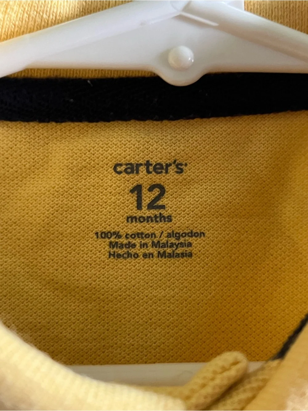 Carter's Sunny Yellow Polo Bodysuit with Bear Patch